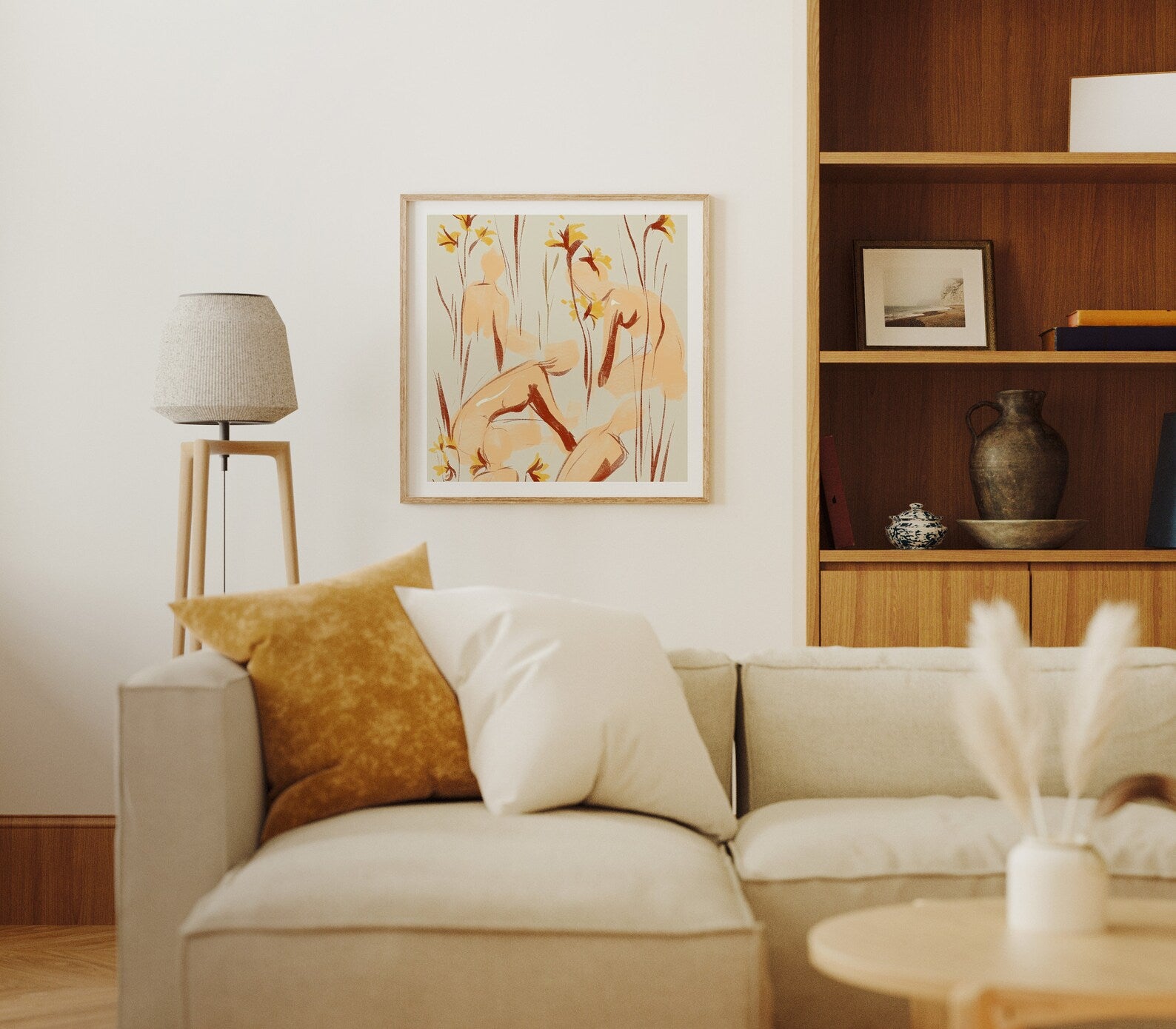 Square Living Room Wall Frame Mockup