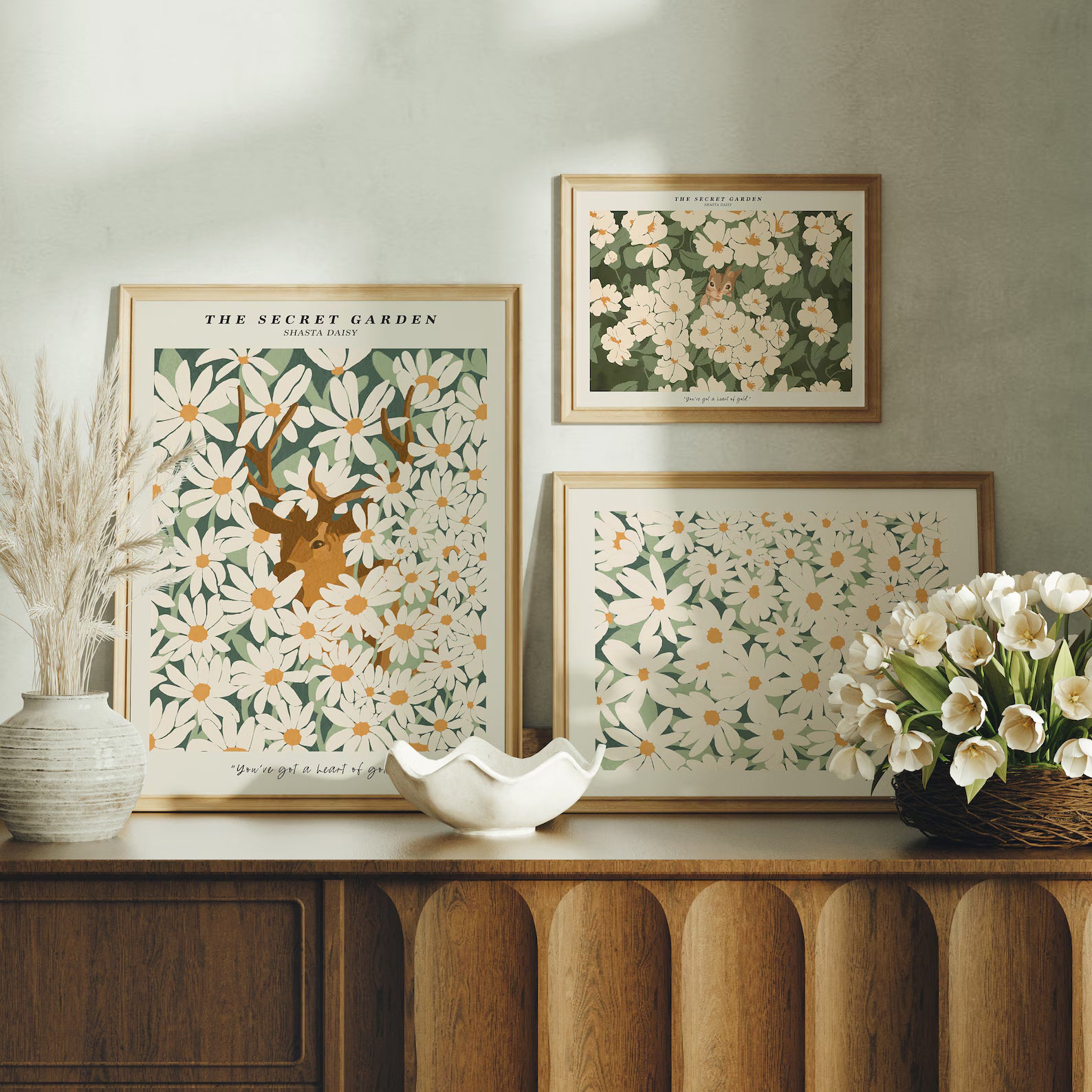 3 Frames 3x4 Mockup With Sunlight