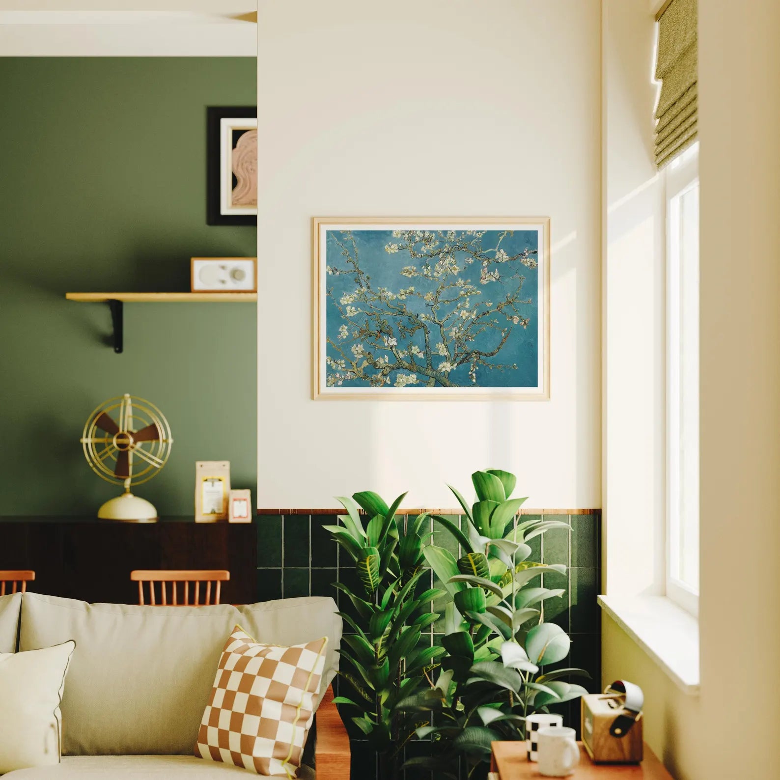 Horizontal 4x3 Living Room Wall Frame Mockup With Sunlight