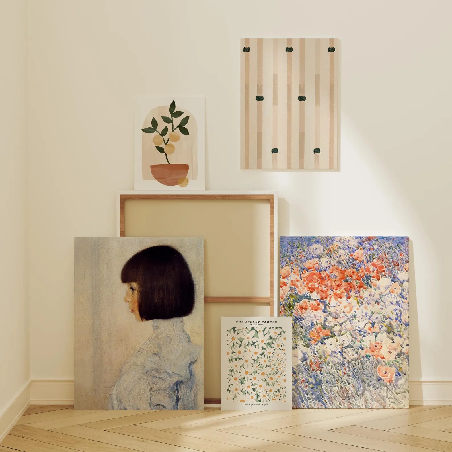 5 Vertical 3x4 Posters Mockup With Sunlight