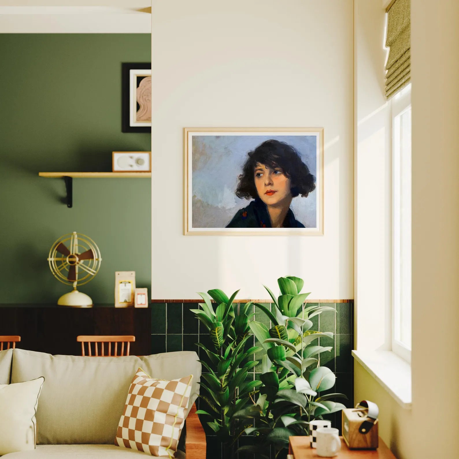 Horizontal 4x3 Living Room Wall Frame Mockup With Sunlight