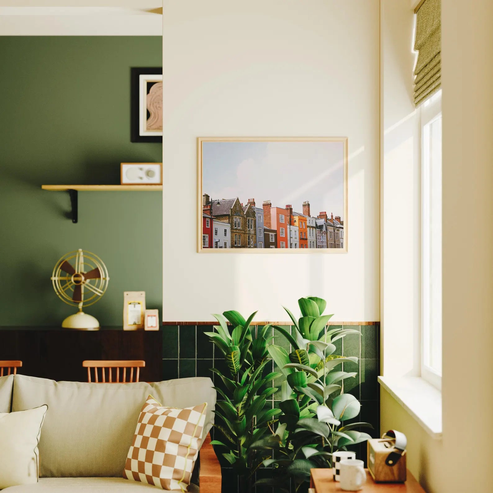 Horizontal 4x3 Living Room Wall Frame Mockup With Sunlight