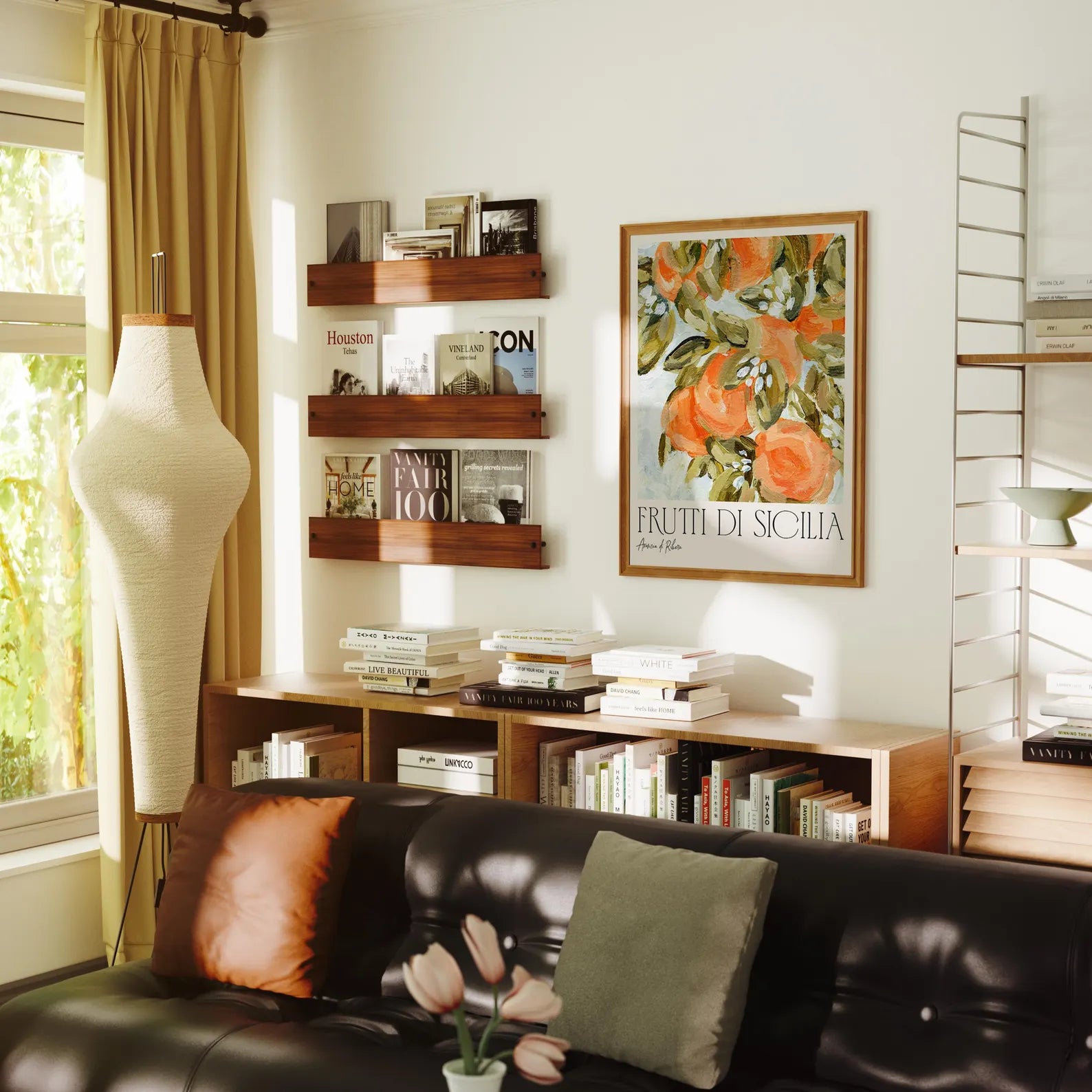 Vertical 3x4 Living Room Wall Frame Mockup With Sunlight