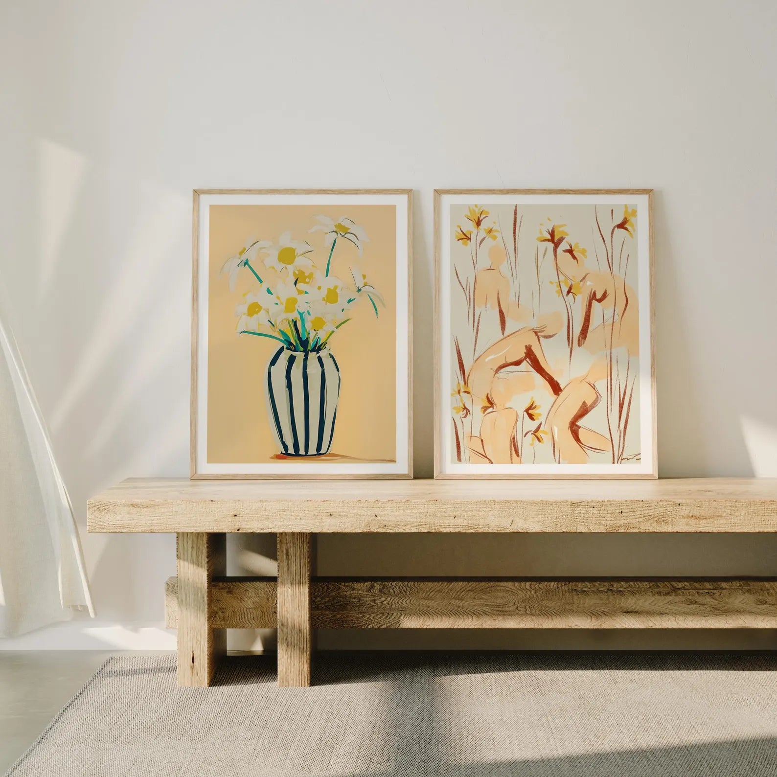 2 Vertical 3x4 Frames Mockup With Sunlight