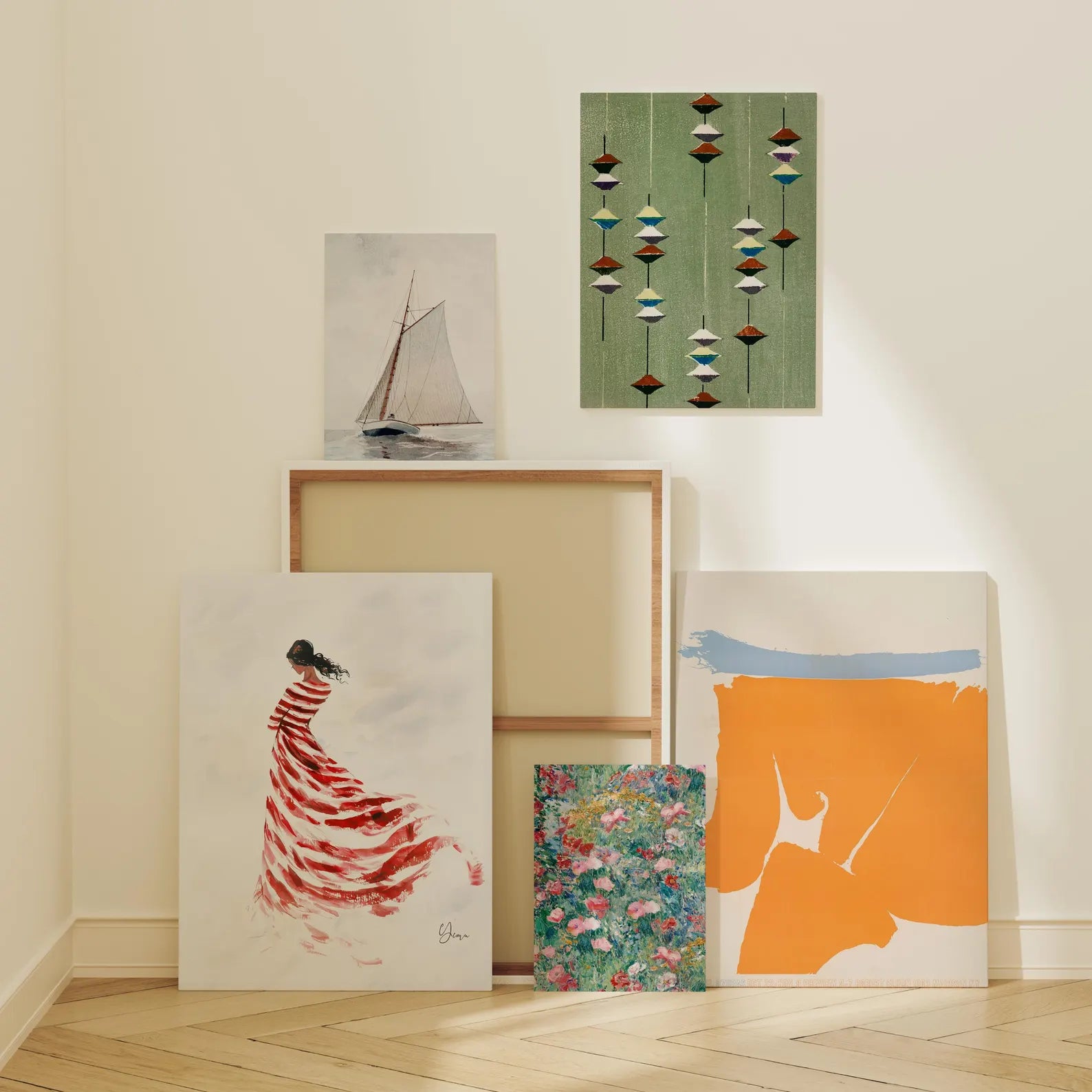 5 Vertical 3x4 Posters Mockup With Sunlight