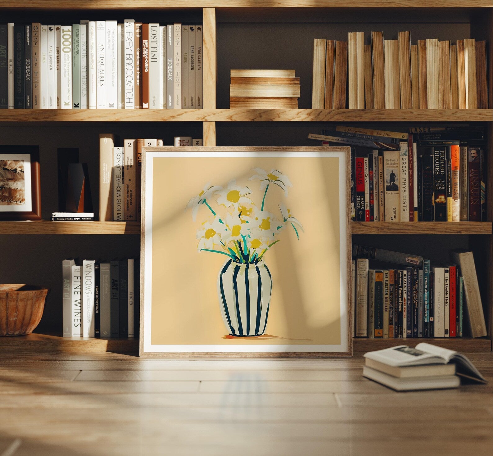 Square Library Frame Mockup With Sunlight