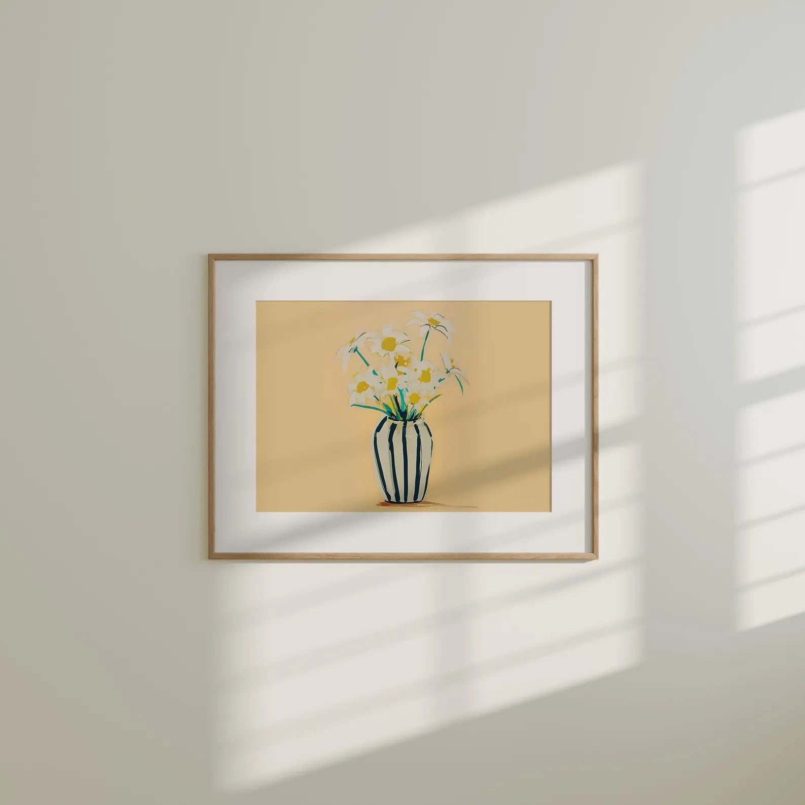 Horizontal 7x5 Wall Frame Mockup With Sunlight