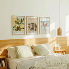 3 Vertical 3x4 Bedroom Wall Frames Mockup With Reflection