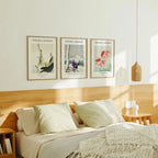 3 Vertical 3x4 Bedroom Wall Frames Mockup With Reflection