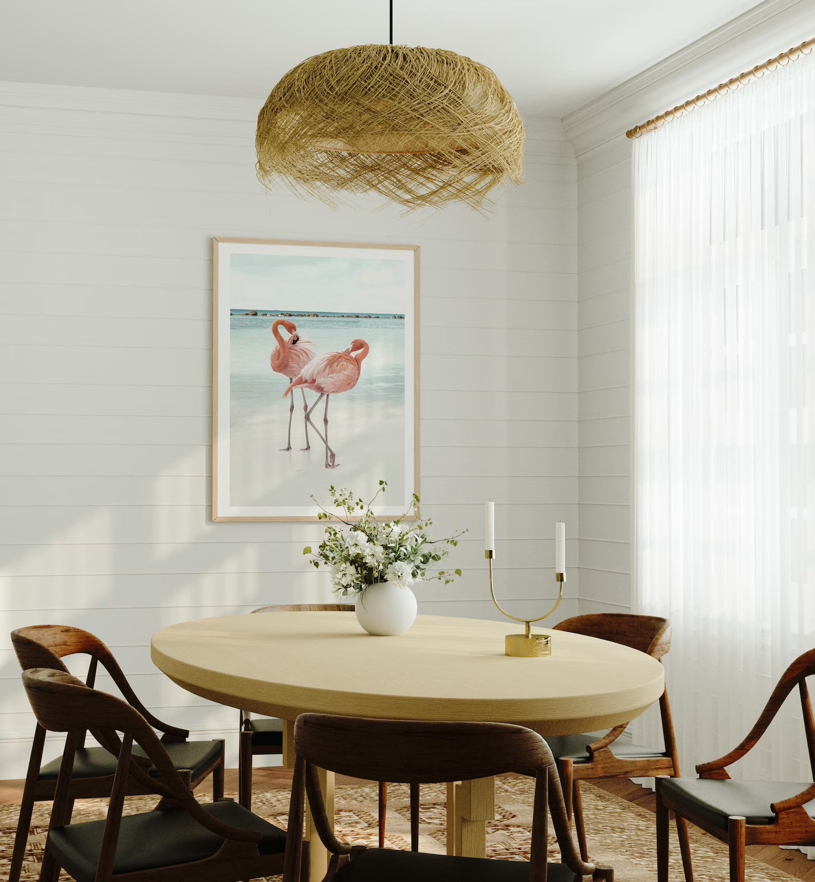 Vertical 3x4 Dining Table Wall Frame Mockup With Sunlight