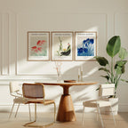 3 Vertical 3x4 Dining Table Wall Frames Mockup With Sunlight