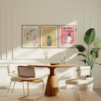 3 Vertical 3x4 Dining Table Wall Frames Mockup With Sunlight