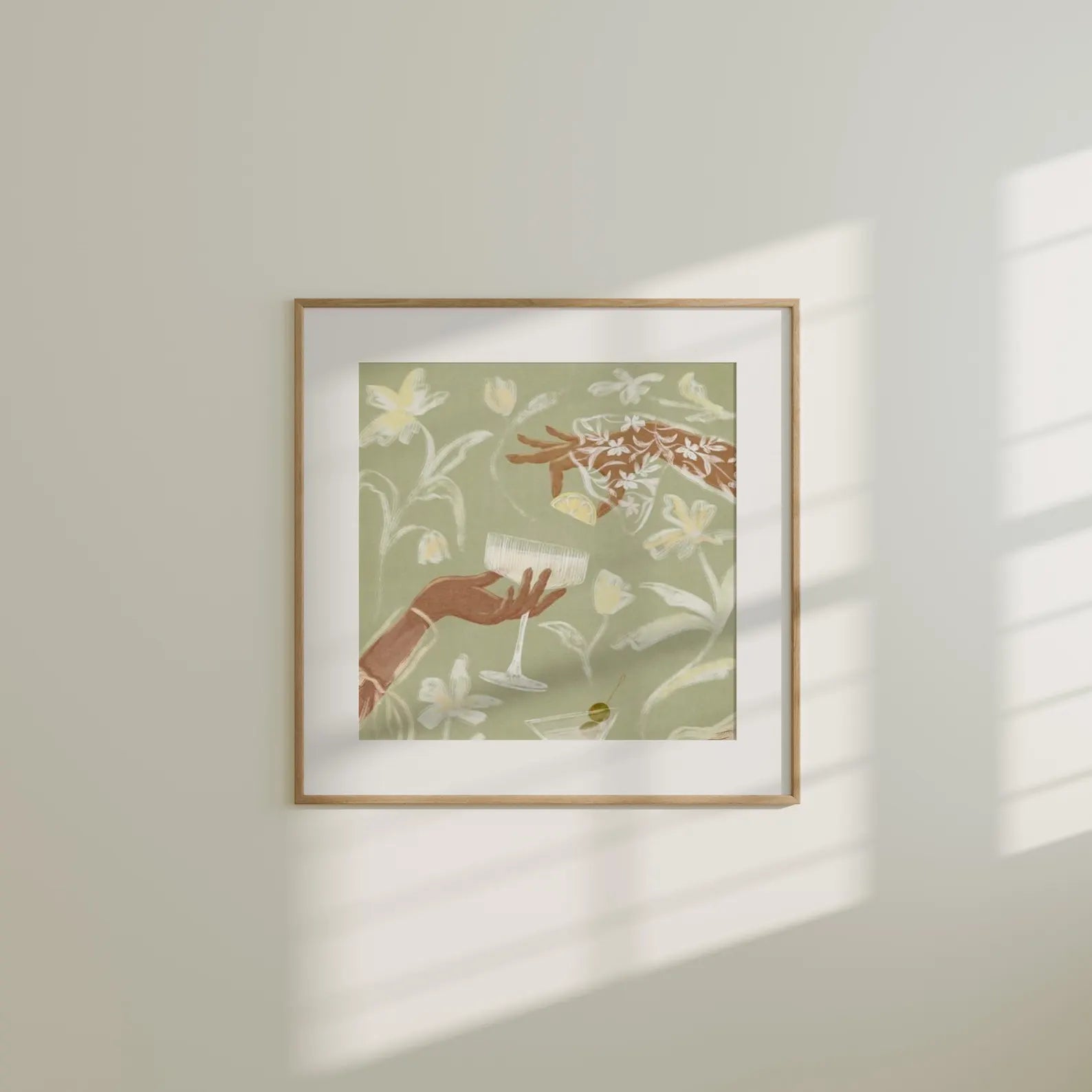 Square Wall Frame Mockup With Sunlight