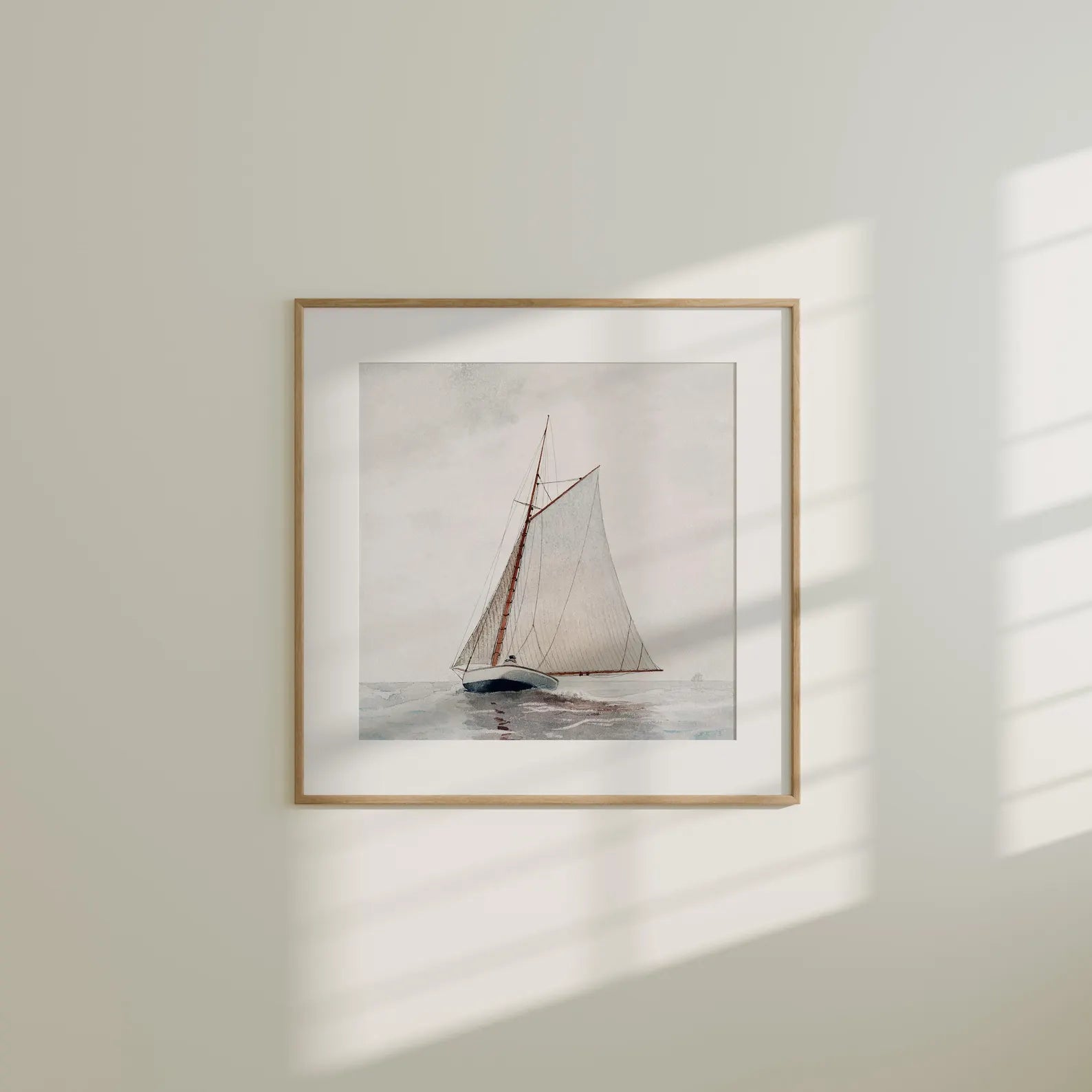 Square Wall Frame Mockup With Sunlight