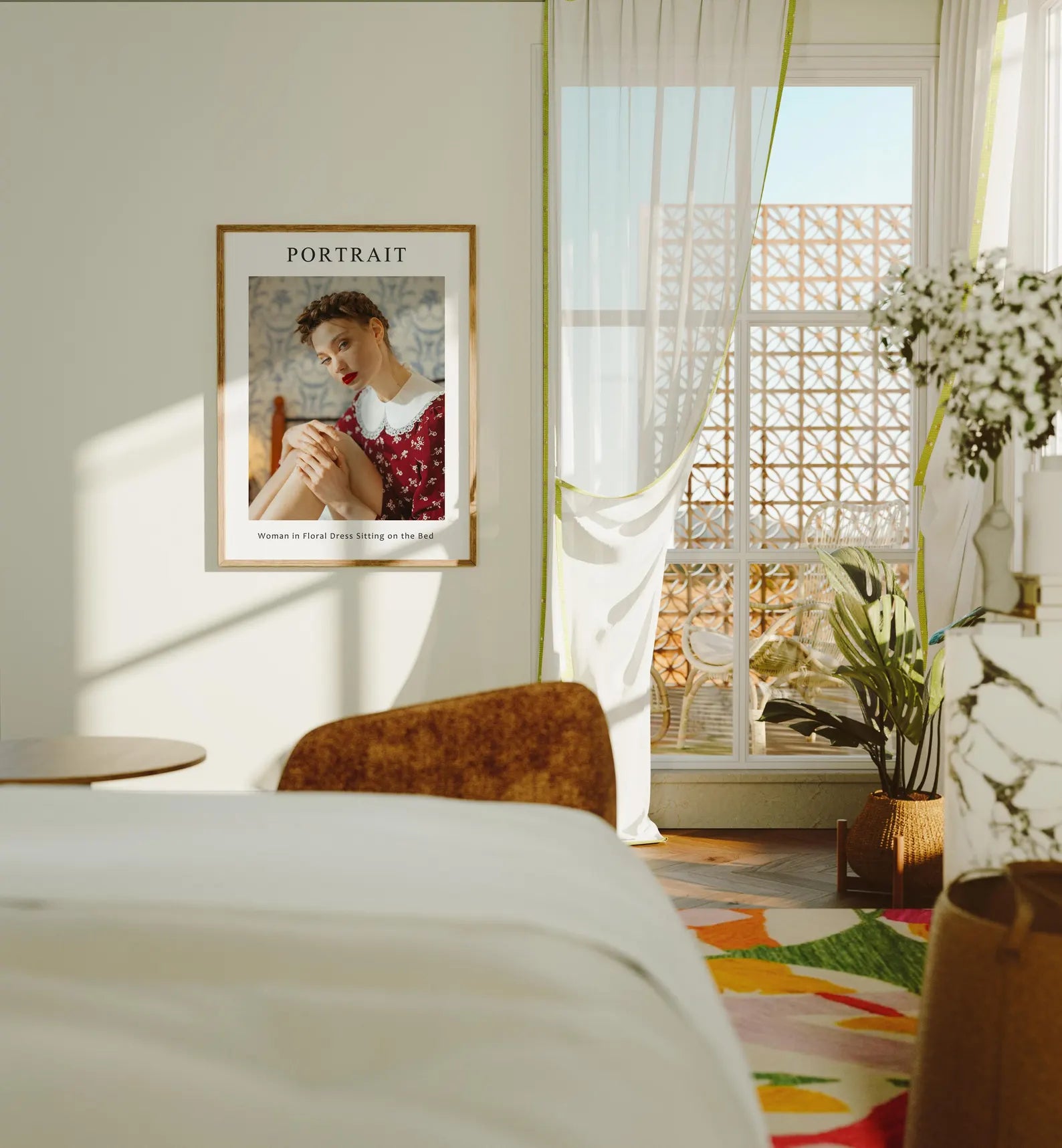 Vertical 3x4 Wall Frame With Sunlight Mockup