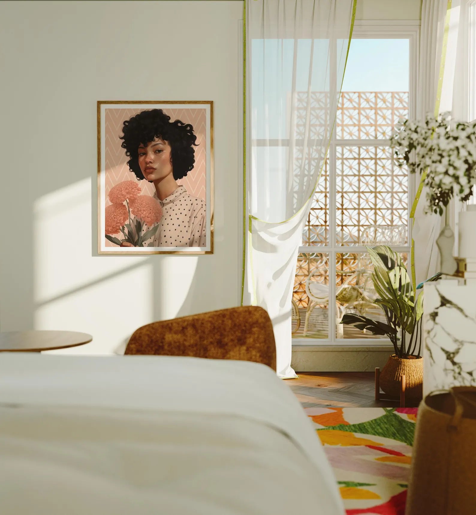 Vertical 3x4 Wall Frame With Sunlight Mockup