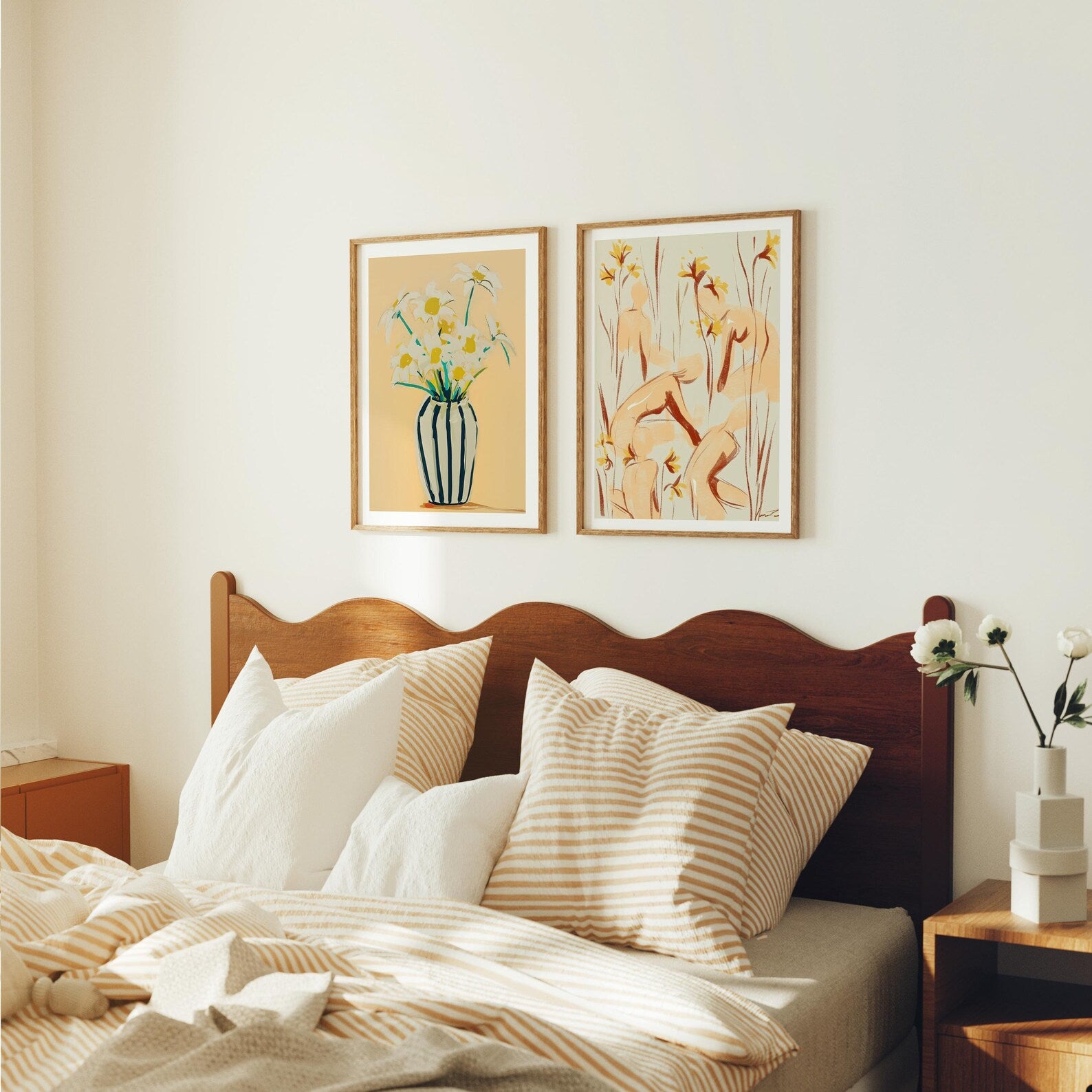 2 Vertical 3x4 Bedroom Wall Frames Mockup