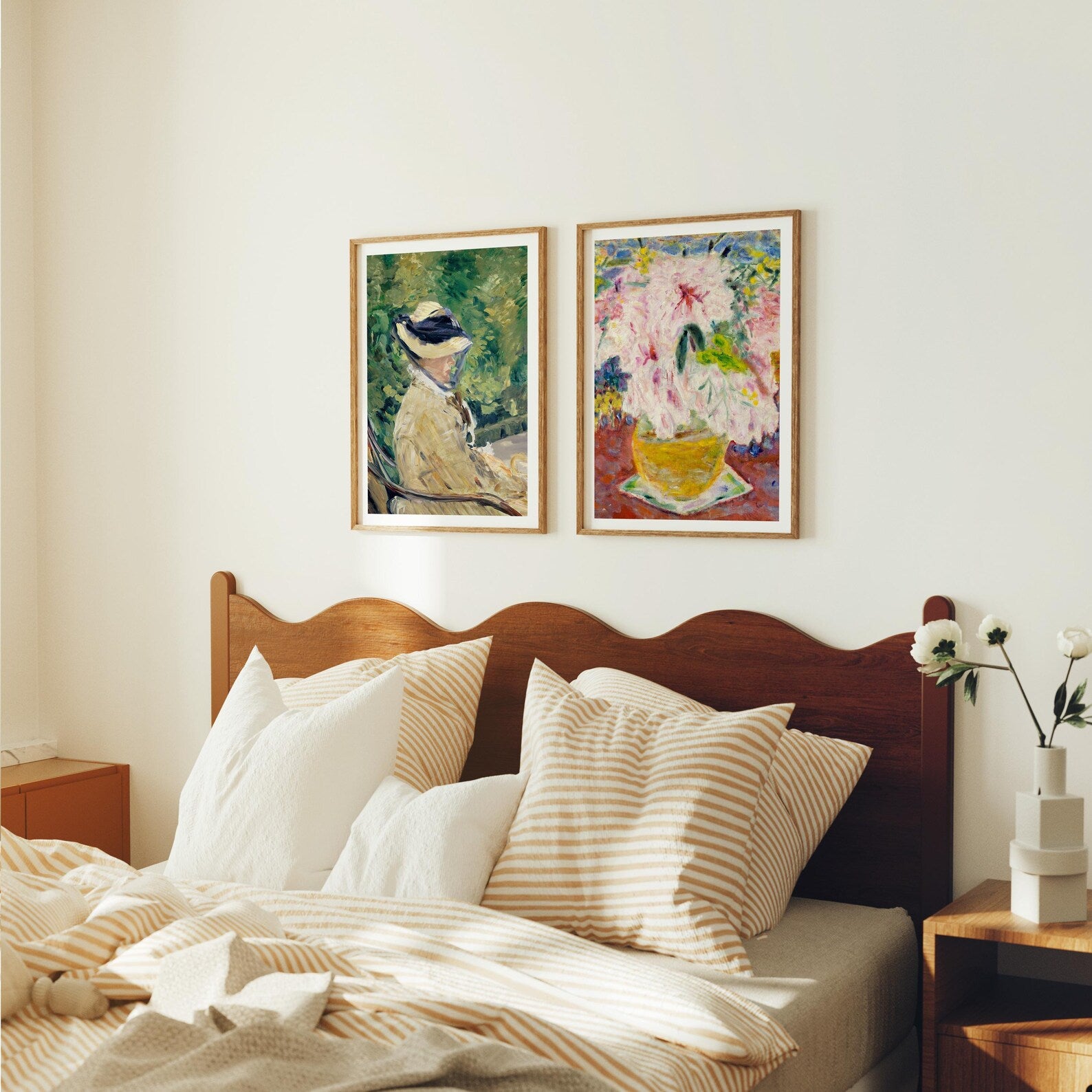 2 Vertical 3x4 Bedroom Wall Frames Mockup