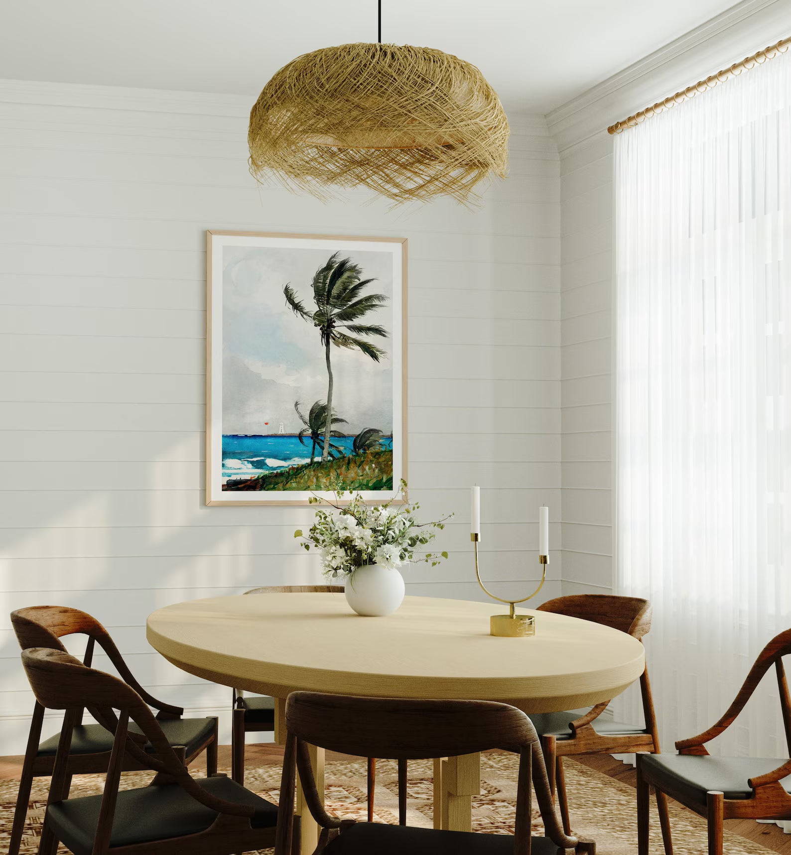 Vertical 3x4 Dining Table Wall Frame Mockup With Sunlight