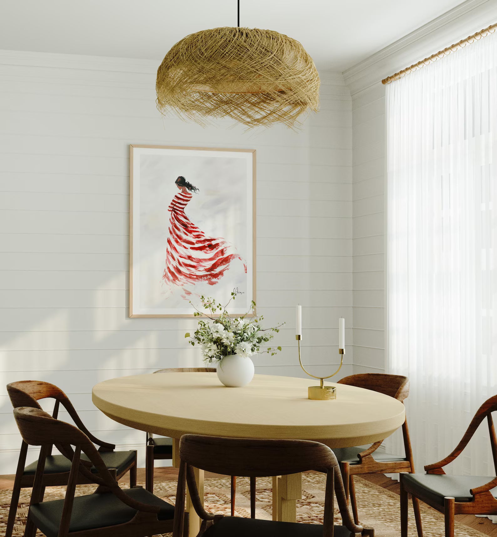 Vertical 3x4 Dining Table Wall Frame Mockup With Sunlight