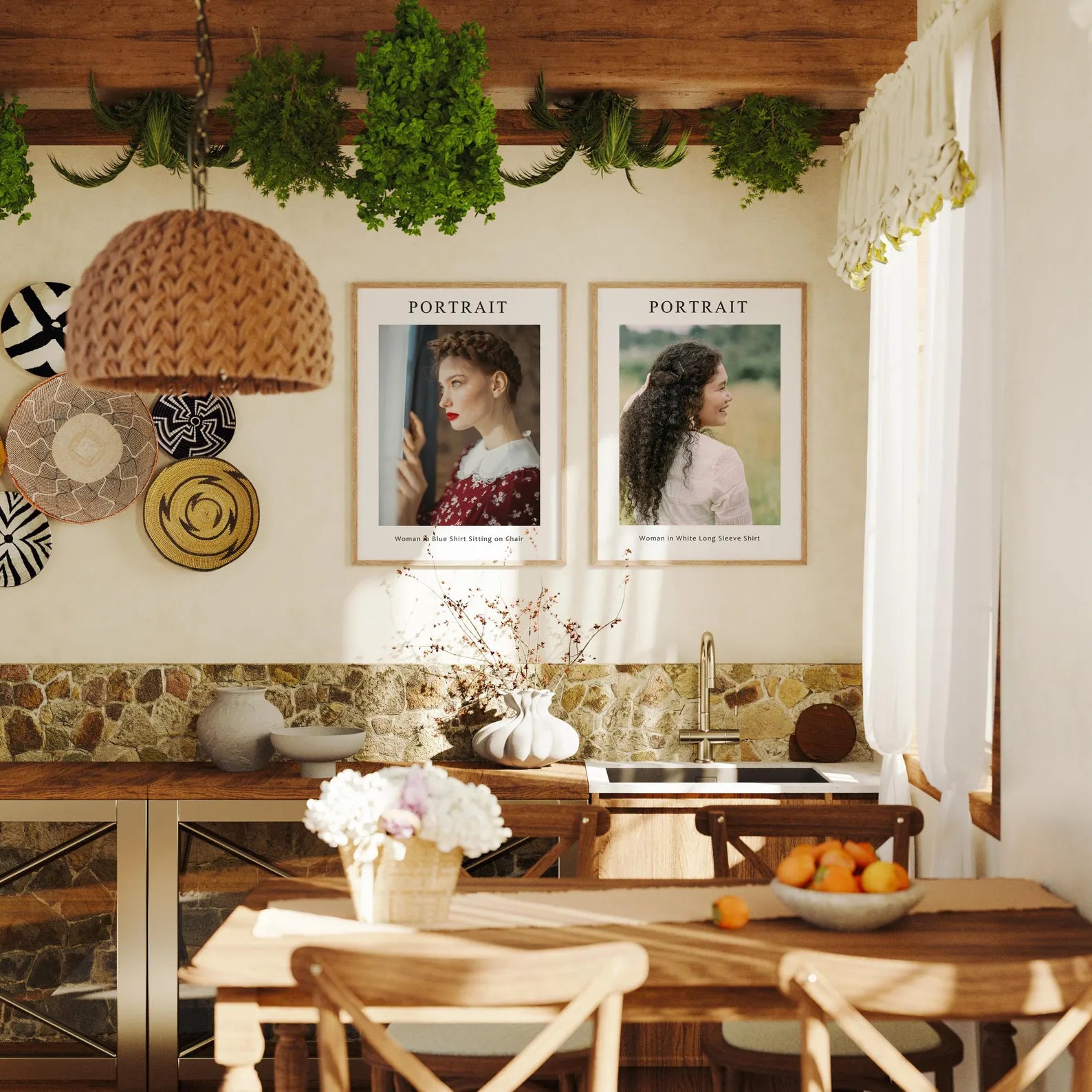 2 Vertical 3x4 Wall Frames Mockup With Sunlight