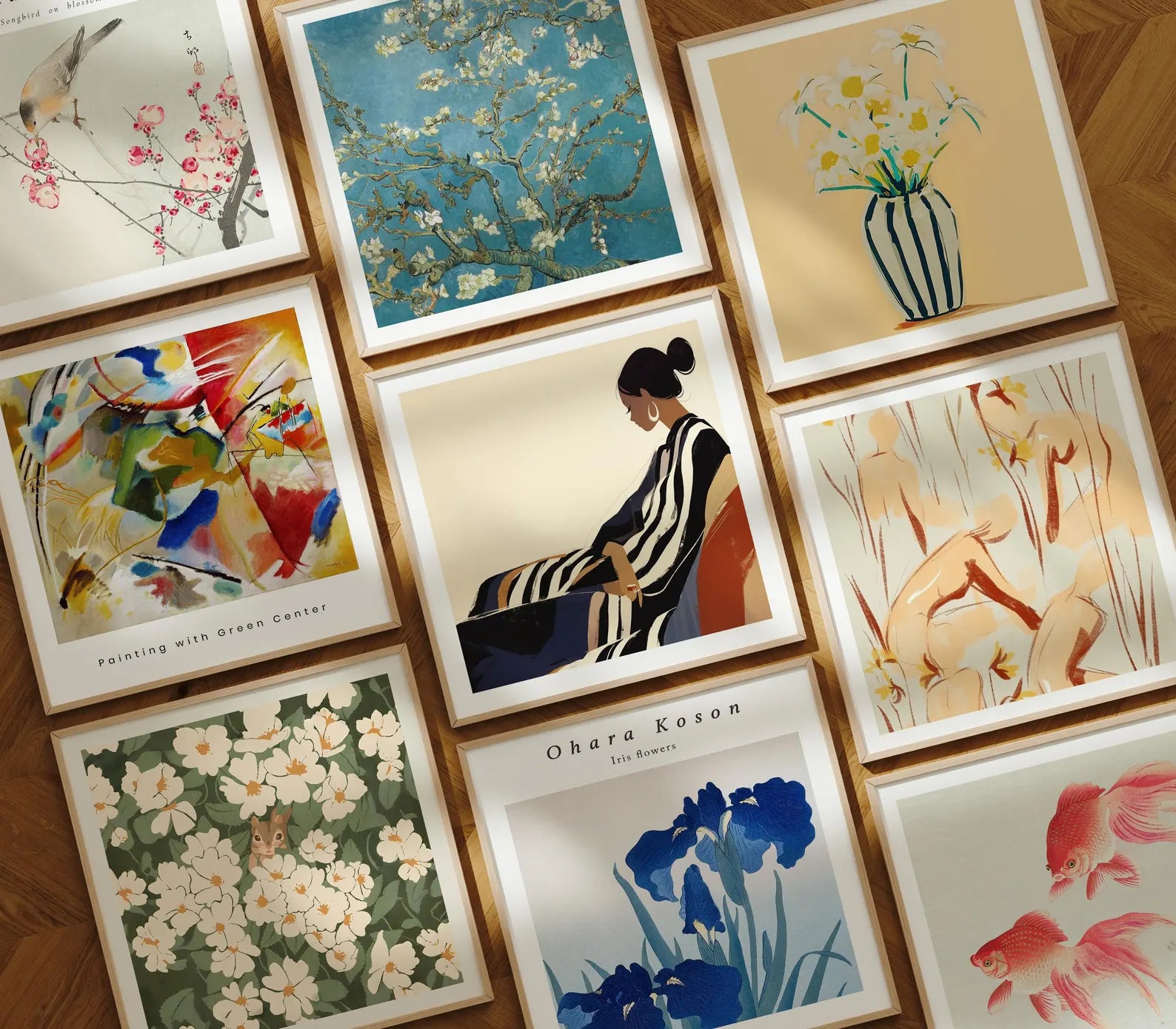 9 Square Frames Mockup With Sunlight