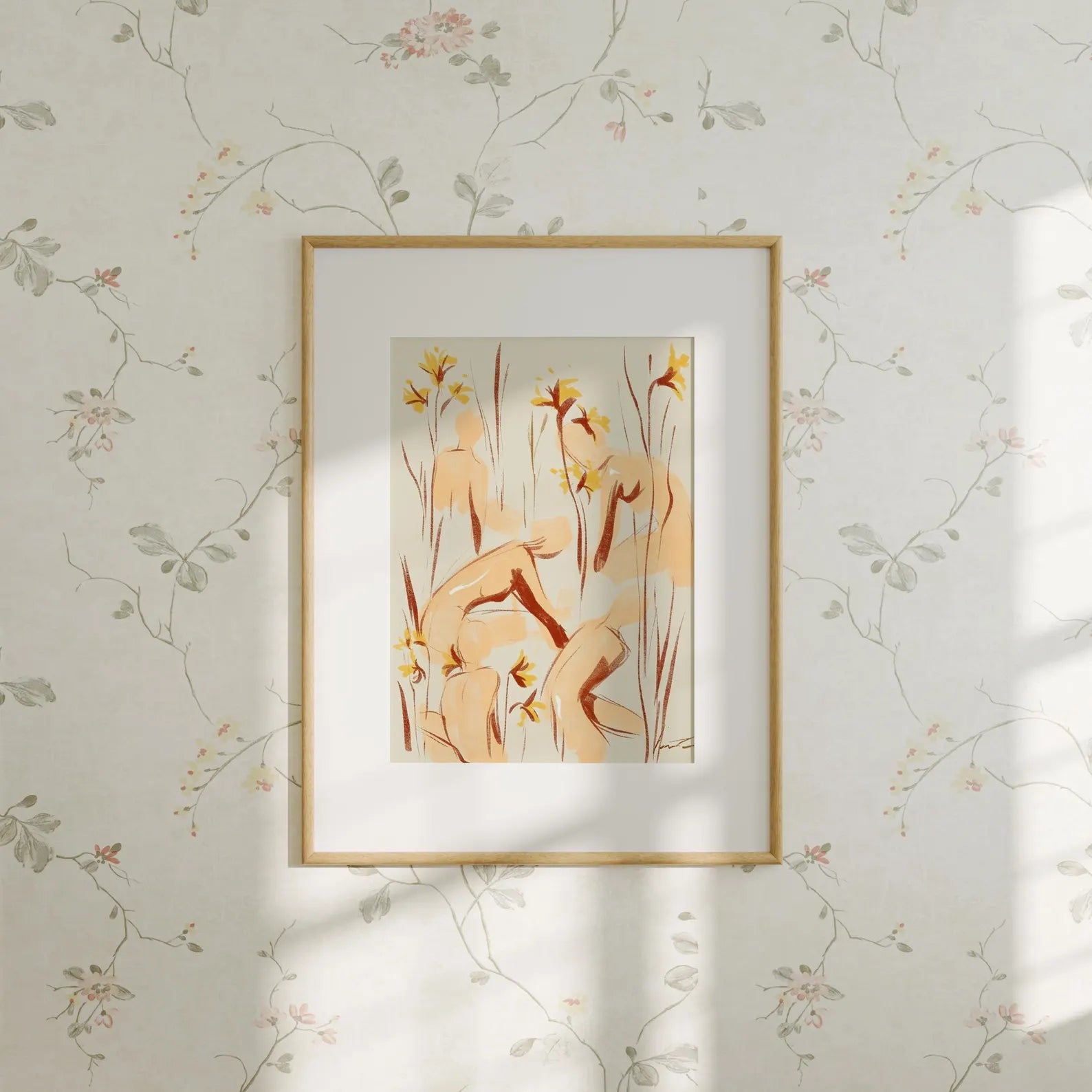 Vertical 5x7 Wall Frame Mockup With Sunlight