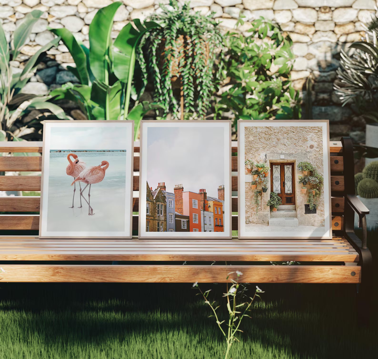 3 Exterior 3x4 Vertical Frames Mockup With Sunlight