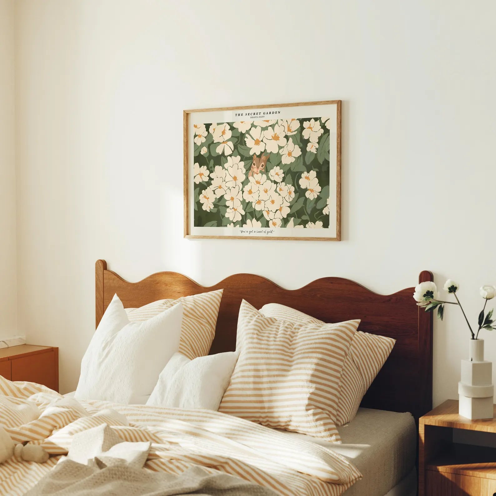 Horizontal 4x3 Bedroom Wall Frame Mockup With Reflection