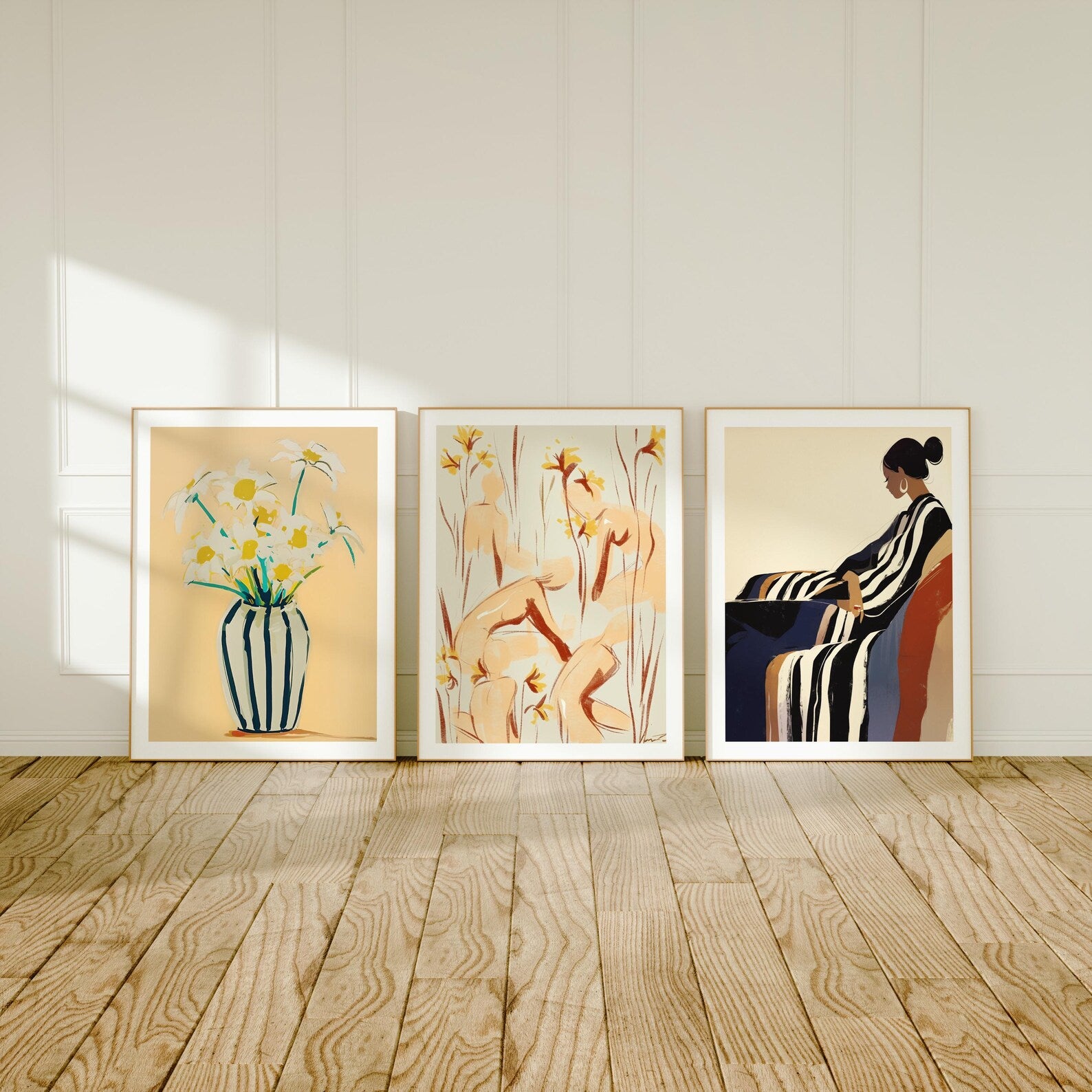 3 Vertical 3x4 Frames Mockup With Sunlight