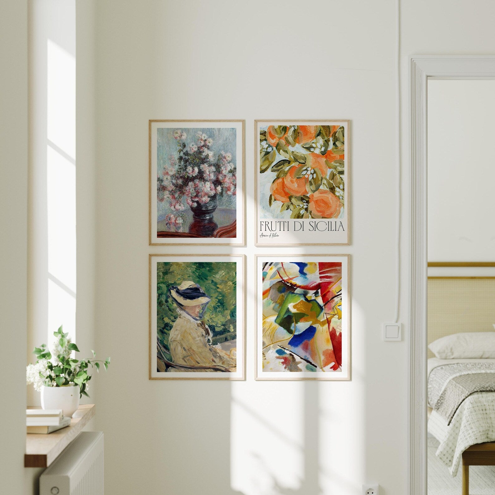 4 Vertical 3x4 Wall Frames Mockup With Sunlight