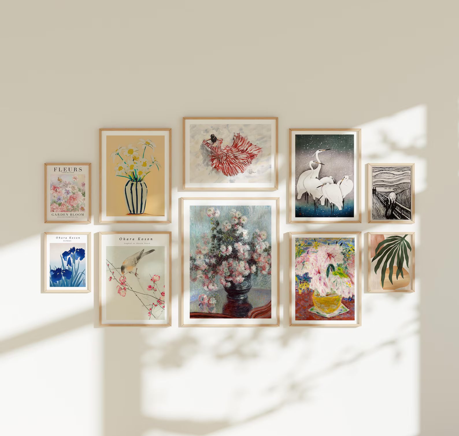 10 Wall Gallery 3x4 Frames Mockup With Sunlight