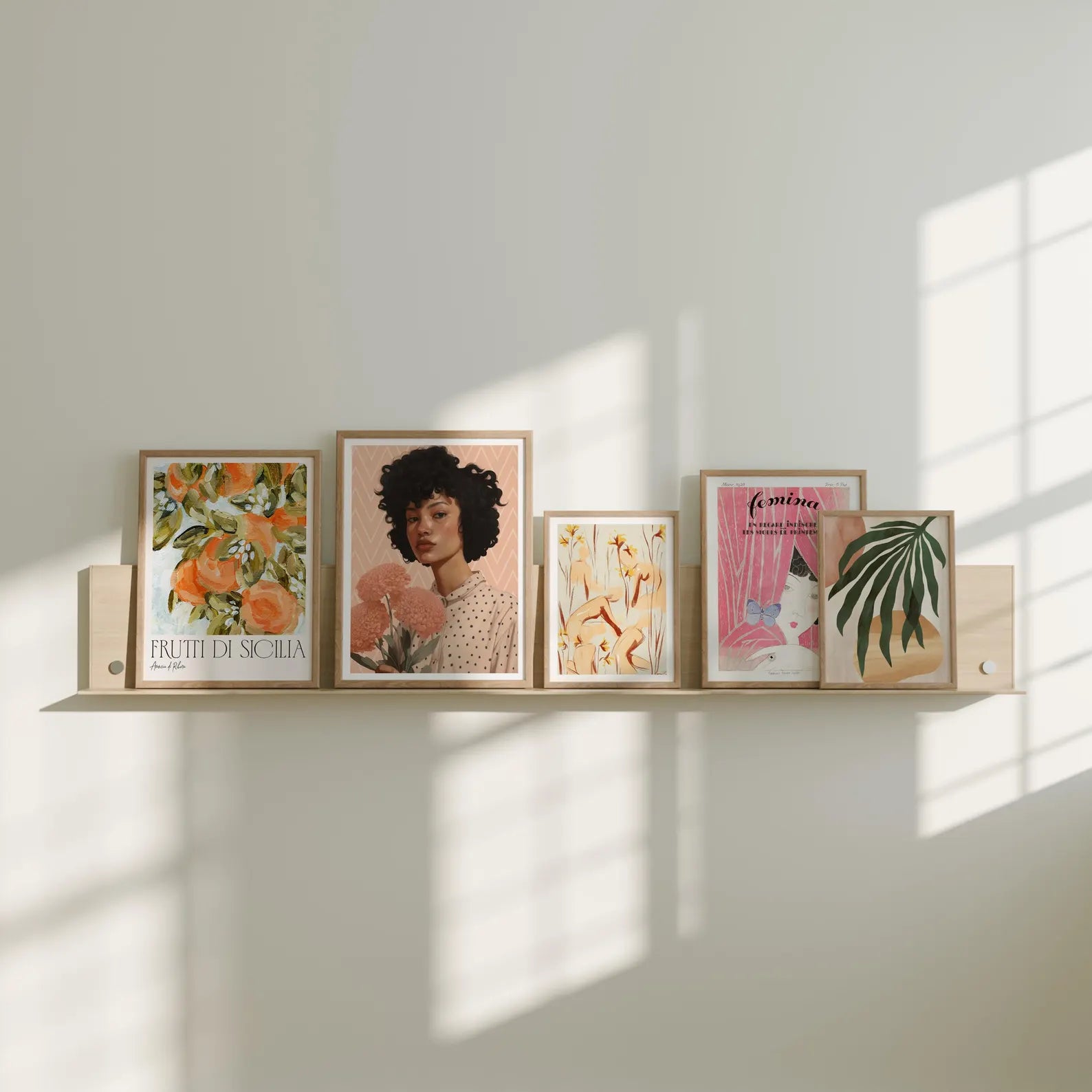 5 Vertical 3x4 Frames Mockup With Sunlight