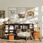 3 Vertical 3x4 Wall Frames Mockup With Sunlight