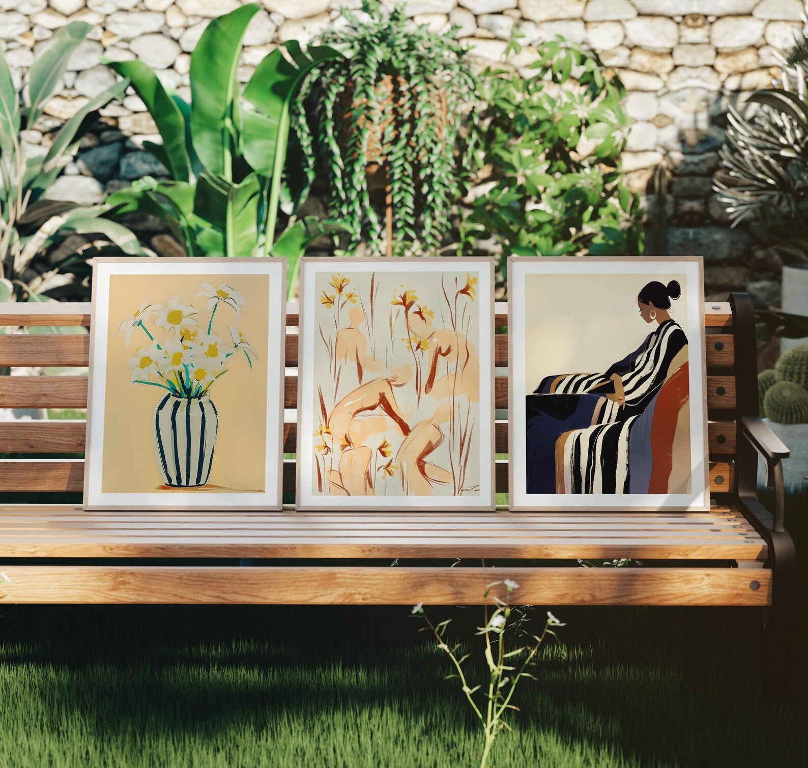 3 Exterior 3x4 Vertical Frames Mockup With Sunlight