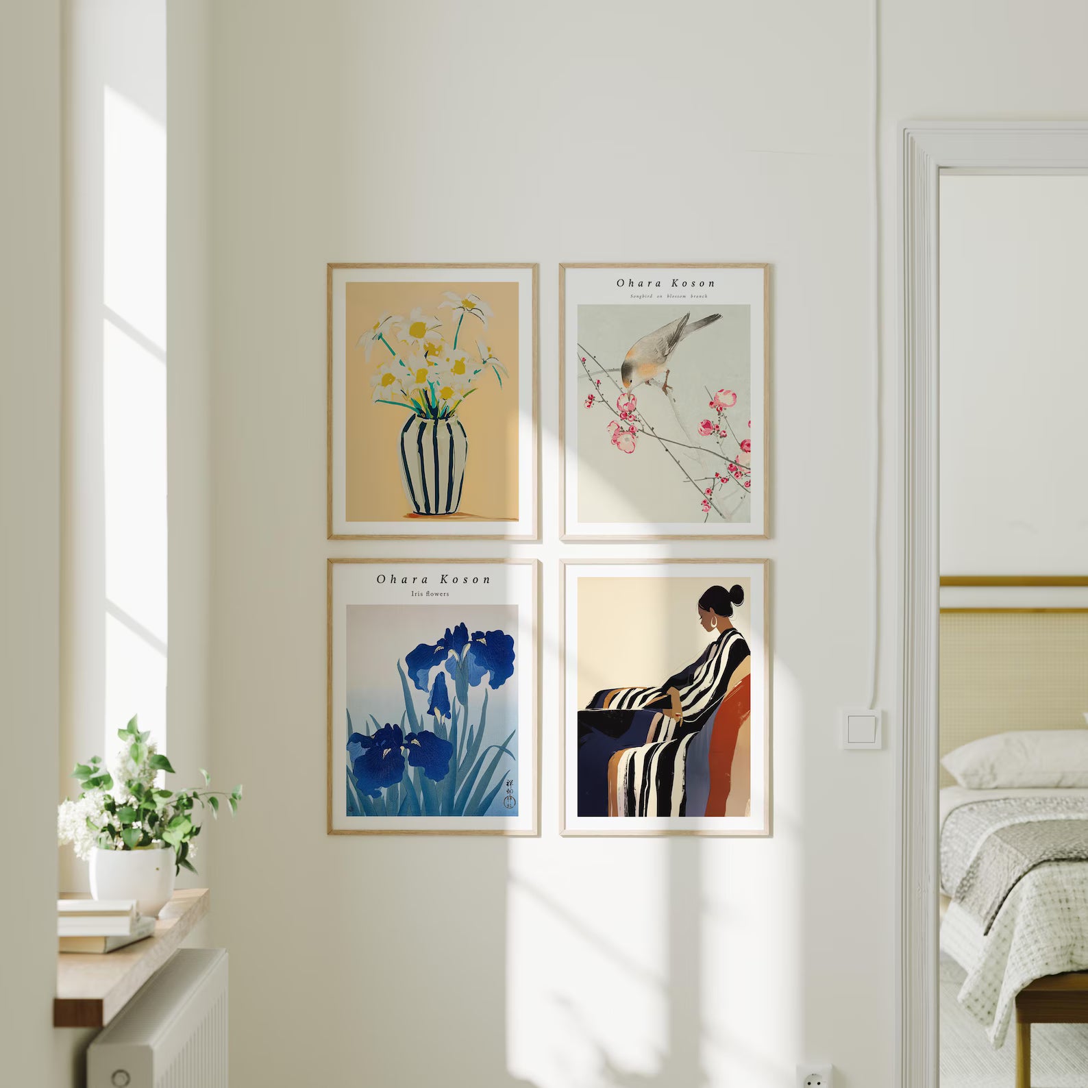 4 Vertical 3x4 Wall Frames Mockup With Sunlight