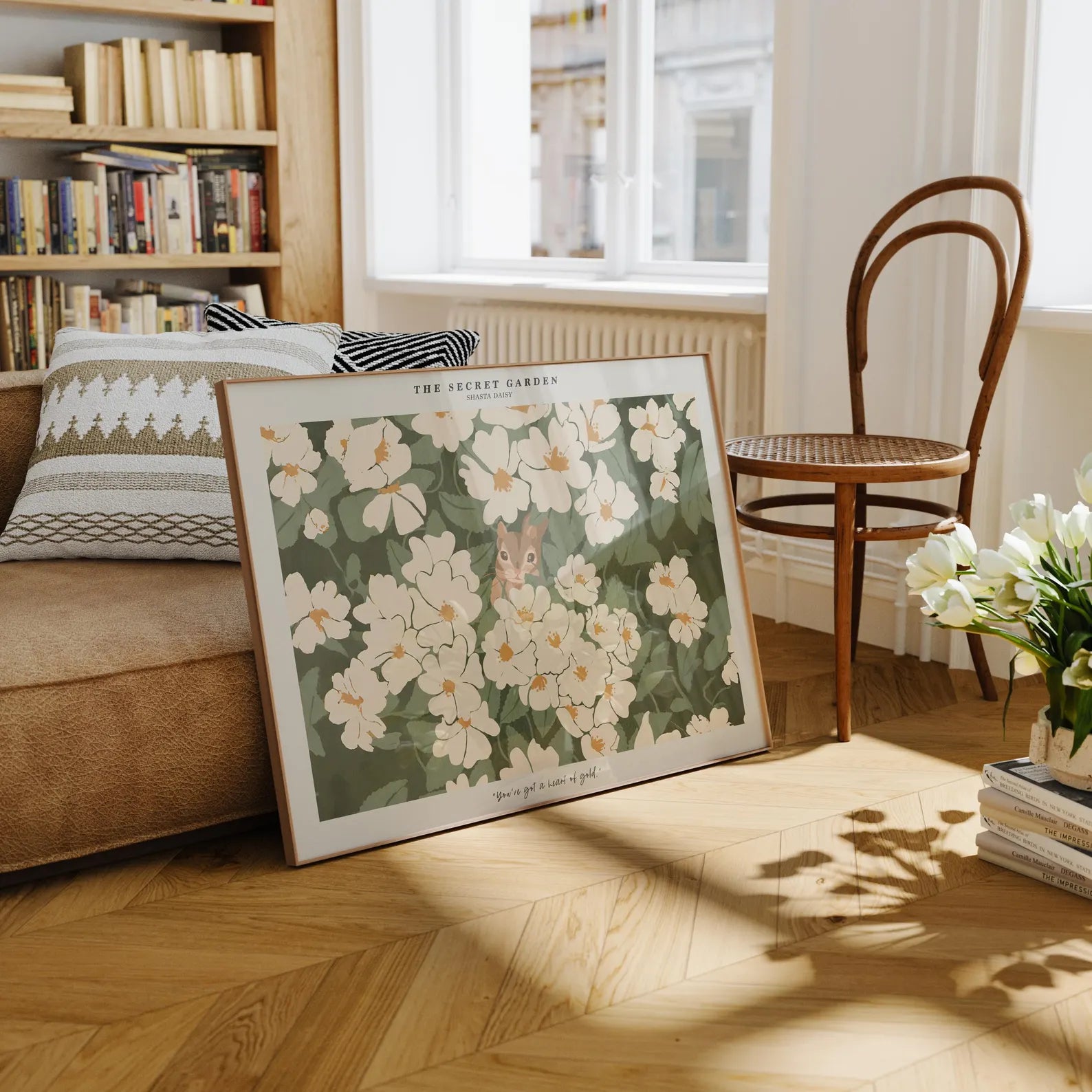 Horizontal 20x15 Living Room Frame Mockup With Reflection