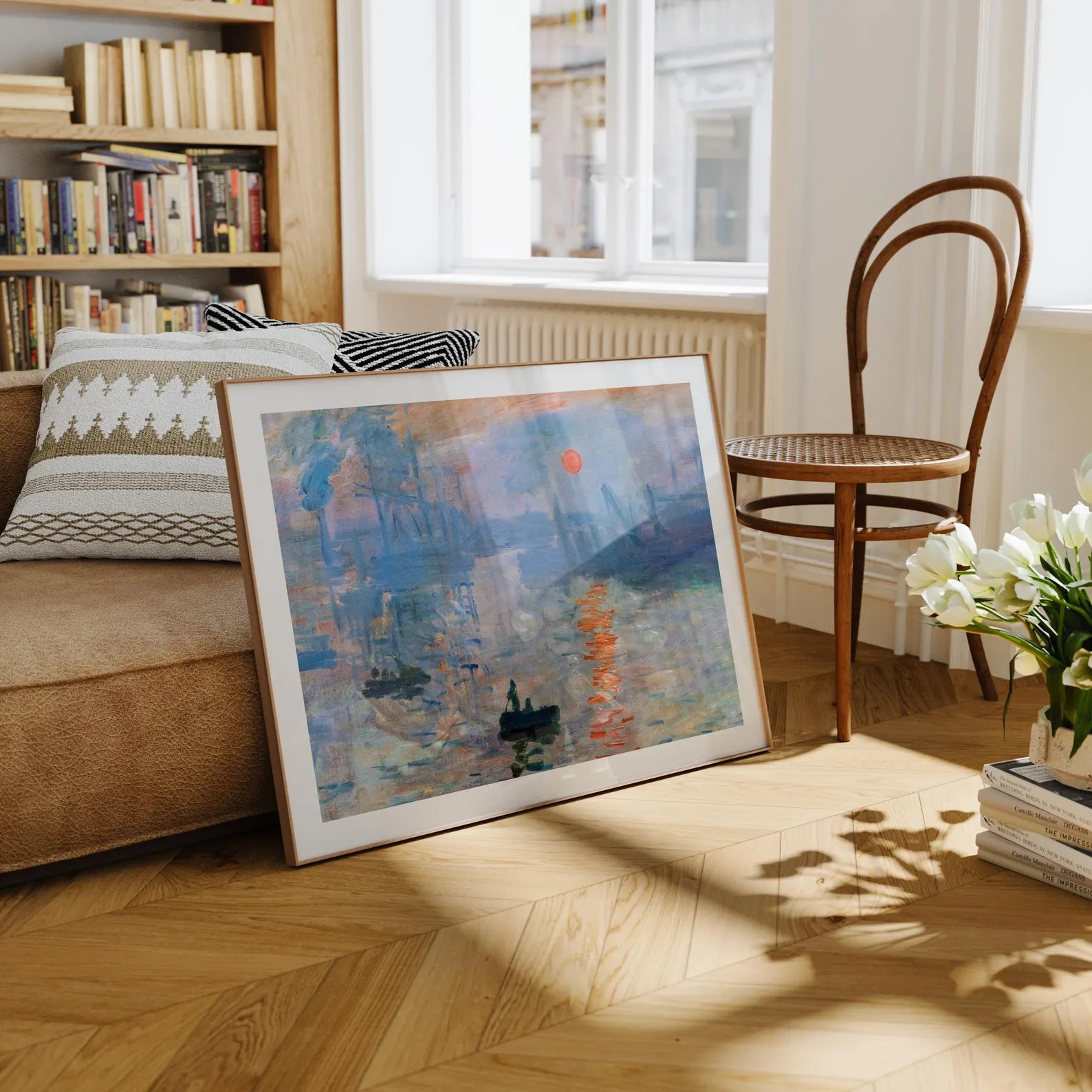 Horizontal 20x15 Living Room Frame Mockup With Reflection