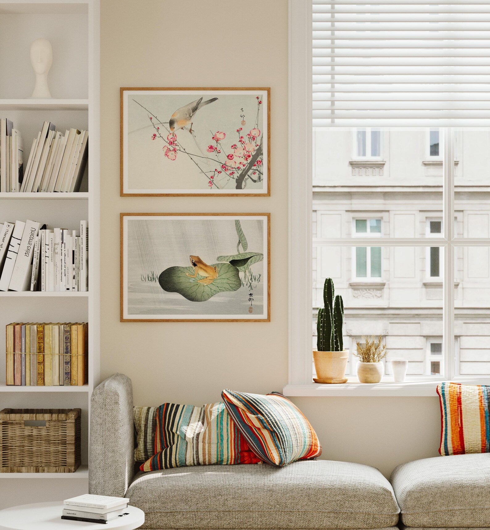 2 Horizontal 7x5 Living Room Wall Frames Mockup