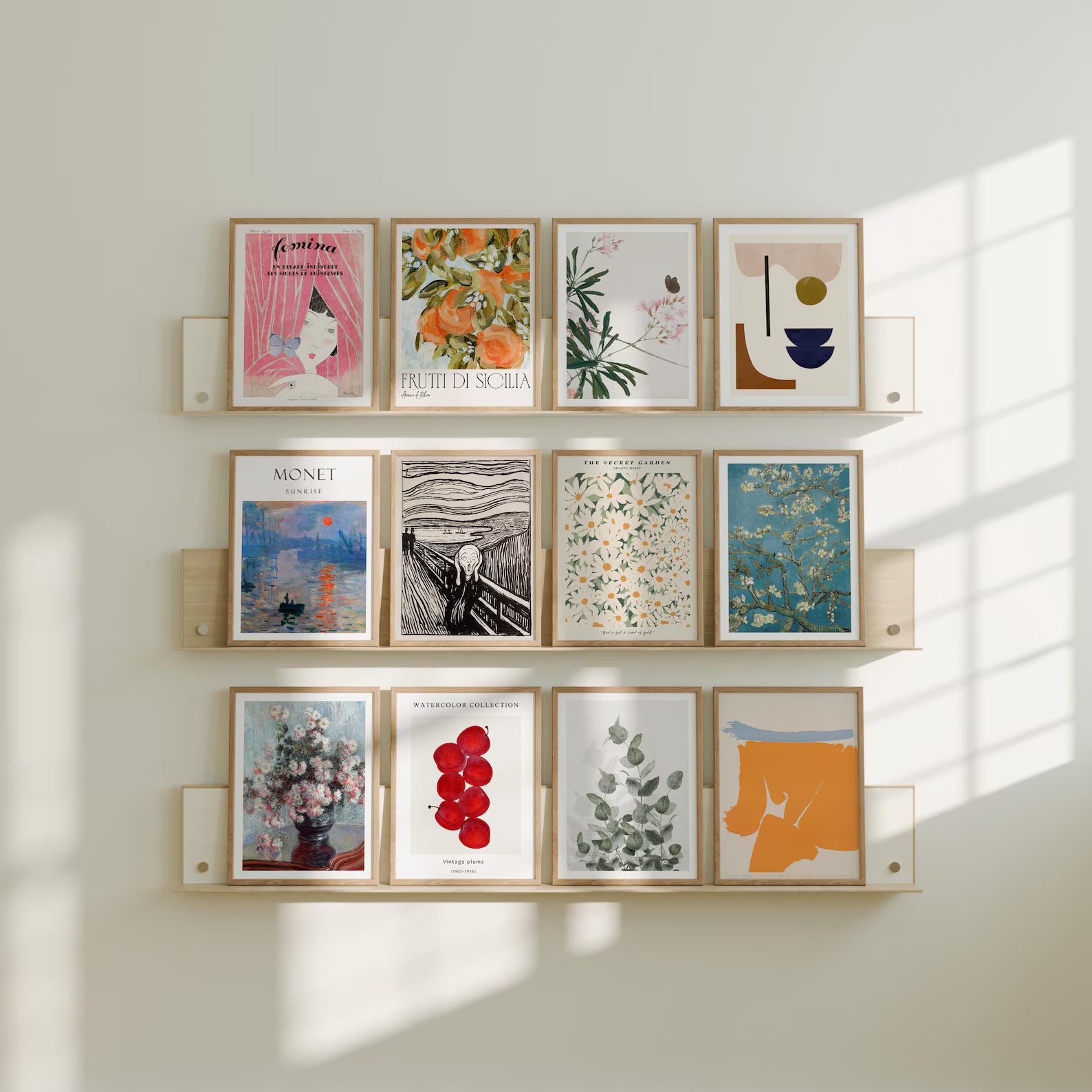 12 Vertical 3x4 Frames Mockup With Sunlight