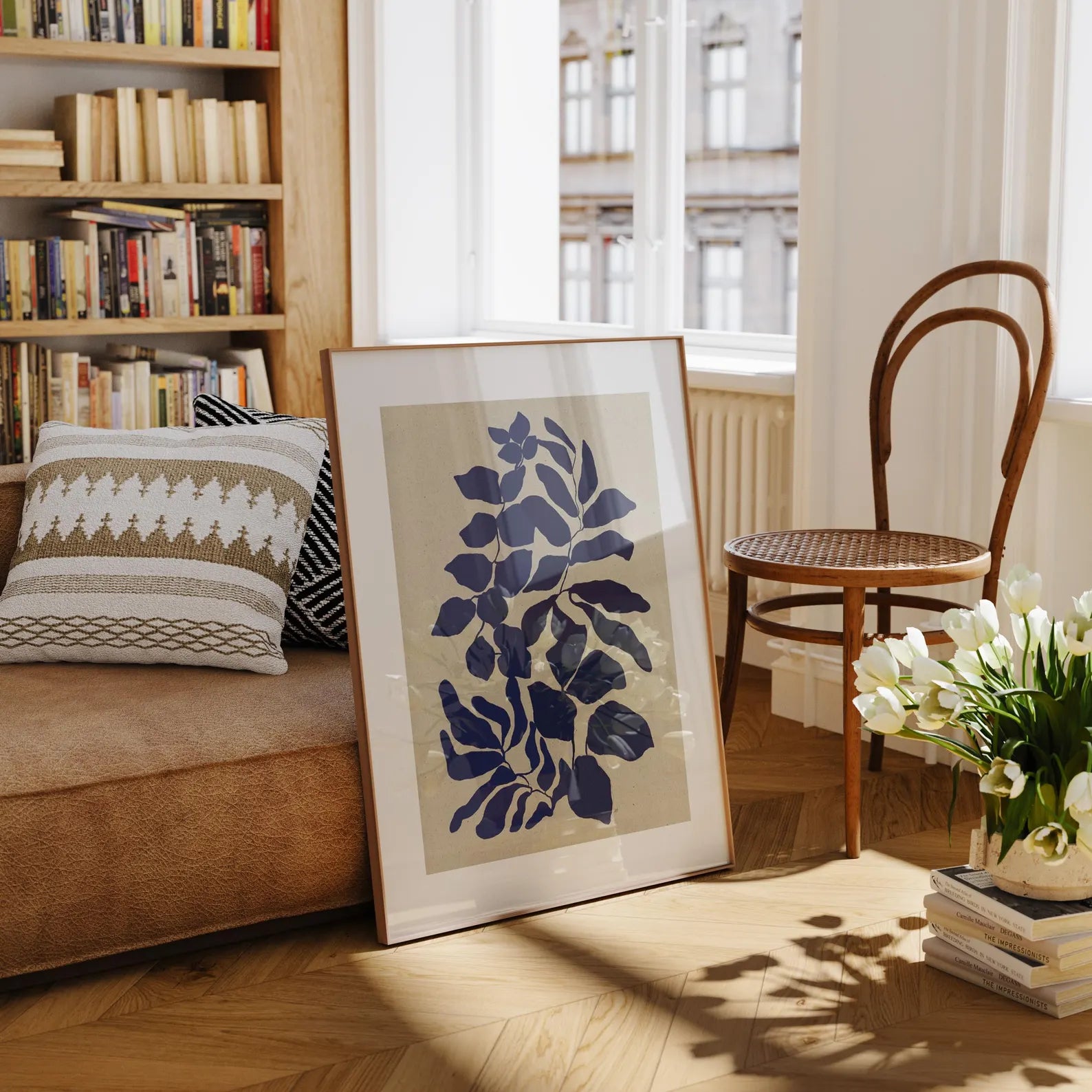 Vertical 3x4 Living Room Frame Mockup With Reflection