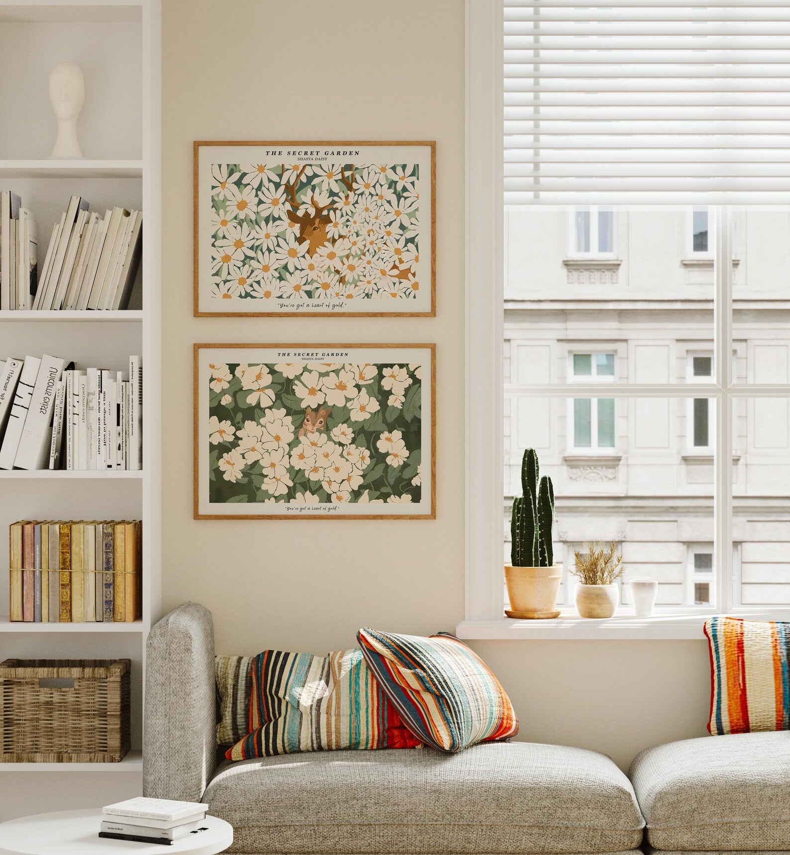 2 Horizontal 7x5 Living Room Wall Frames Mockup