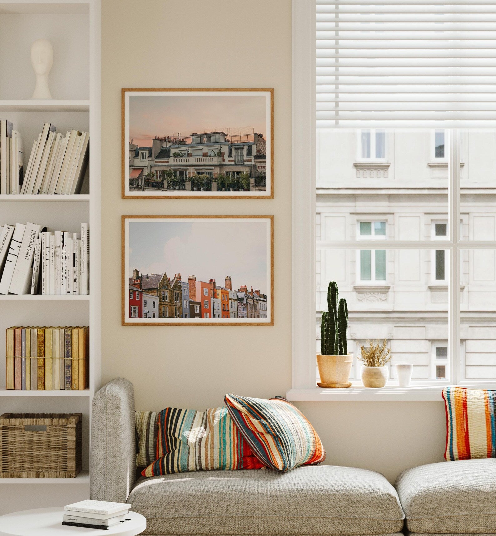 2 Horizontal 7x5 Living Room Wall Frames Mockup