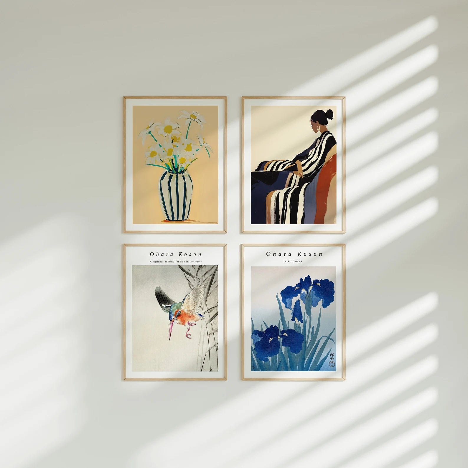 4 Vertical 3x4 Wall Frames Mockup With Sunlight