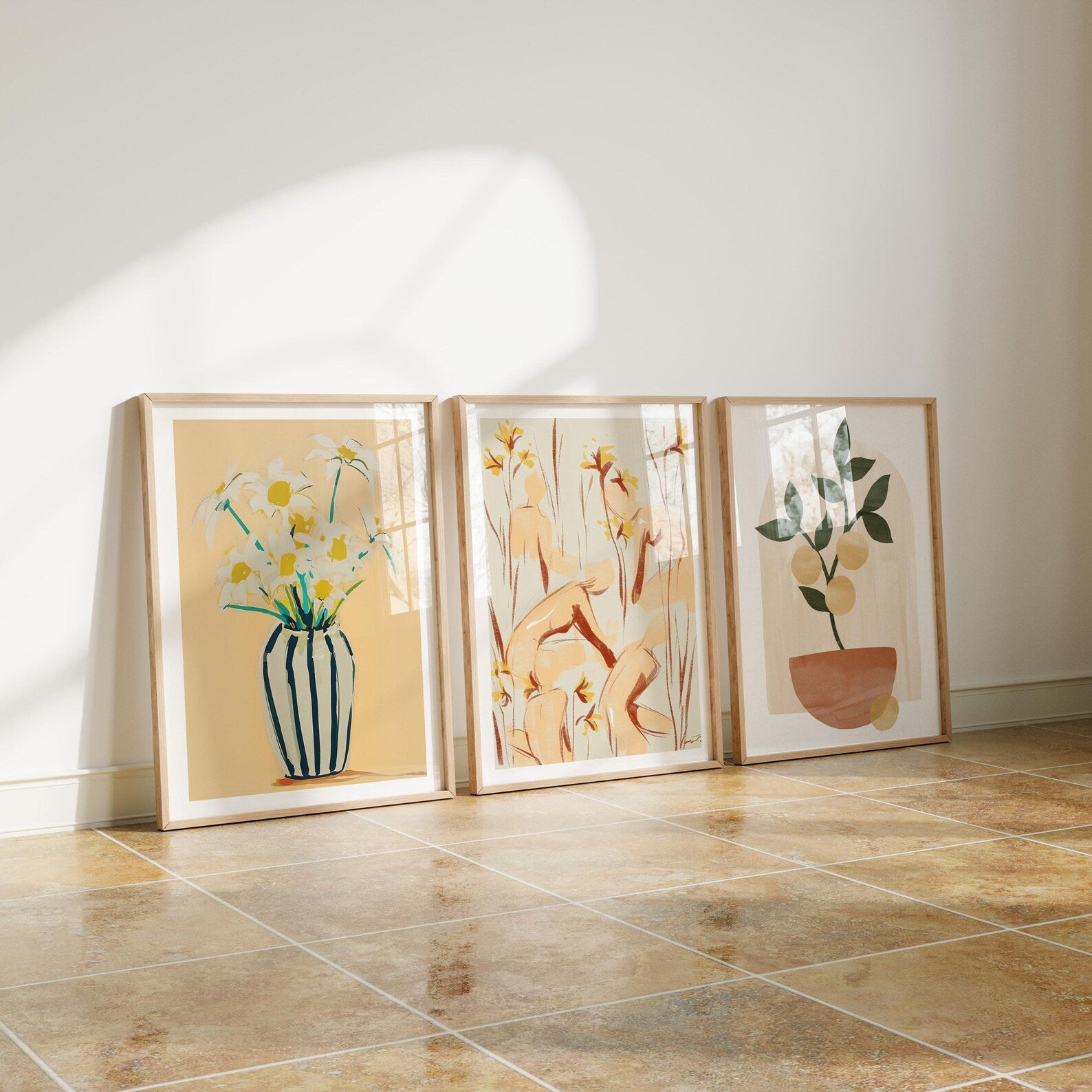 3 Vertical A Series Frames Mockup With Sunlight