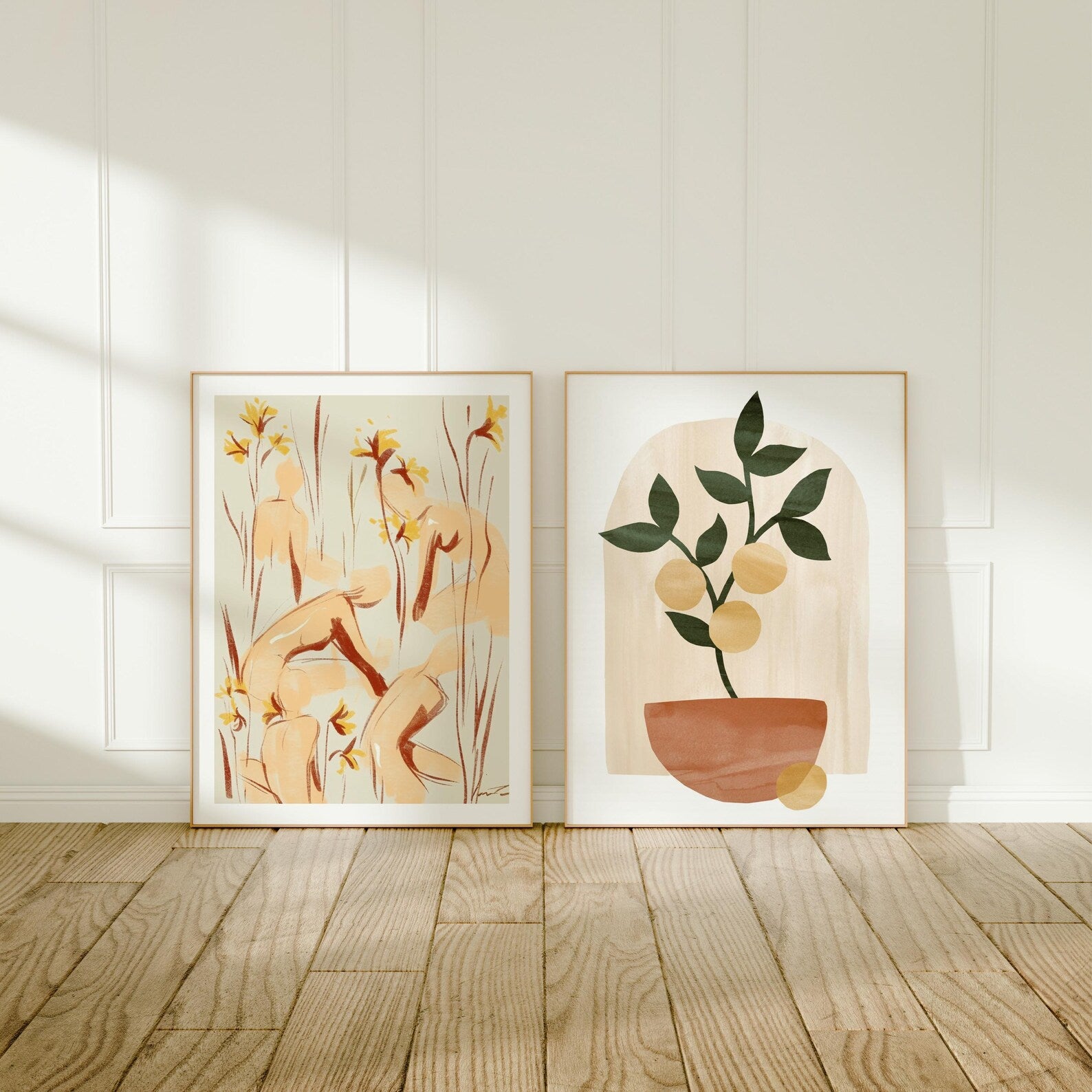 2 Vertical 3x4 Frames Mockup With Sunlight