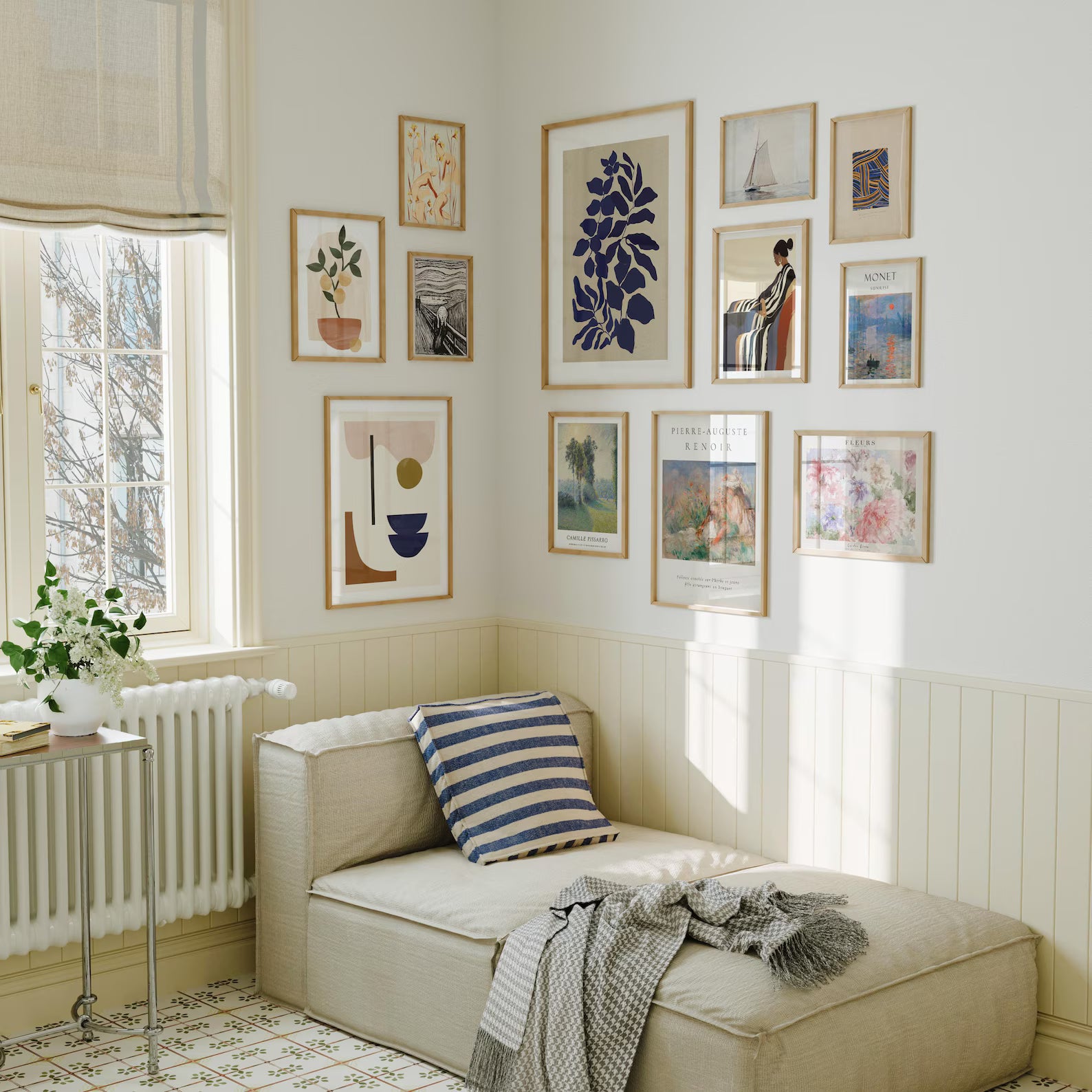 12 Bedroom Wall Gallery 3x4 Frames Mockup With Reflection