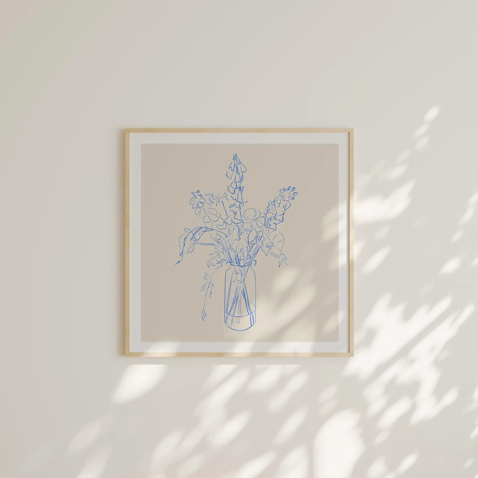 Square Wall Frame Mockup With Sunlight