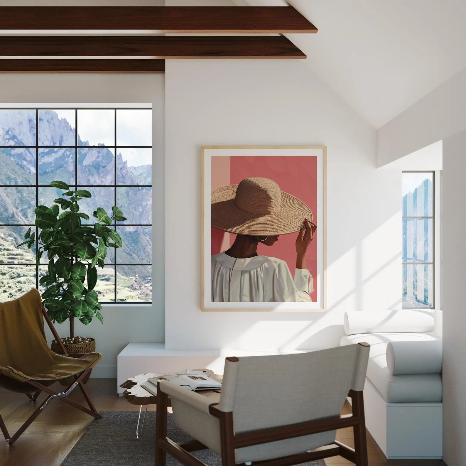 Vertical 3x4 Living Room Wall Frame Mockup With Sunlight