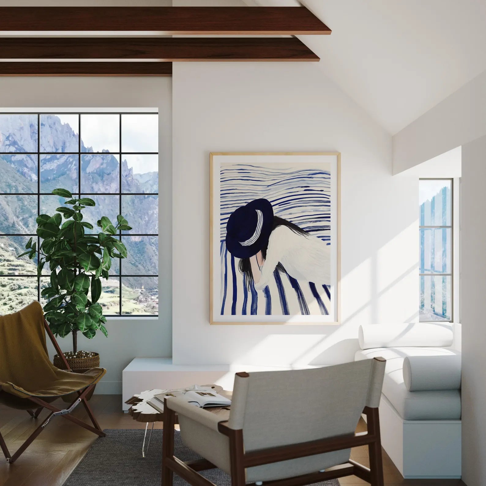 Vertical 3x4 Living Room Wall Frame Mockup With Sunlight